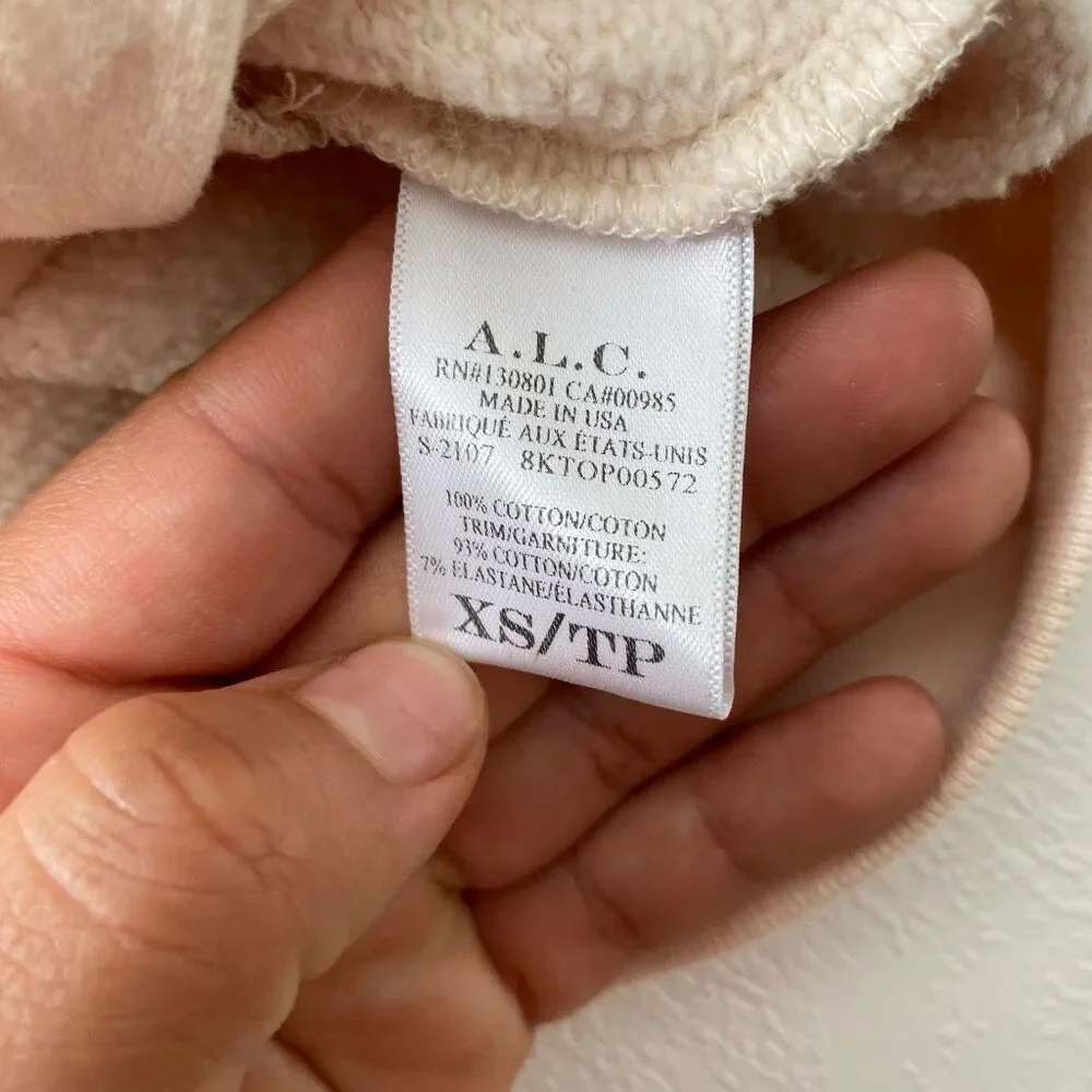 A.L.C. Blush Pink Collared Sweatshirt | Pullover Fleece Top Size XS